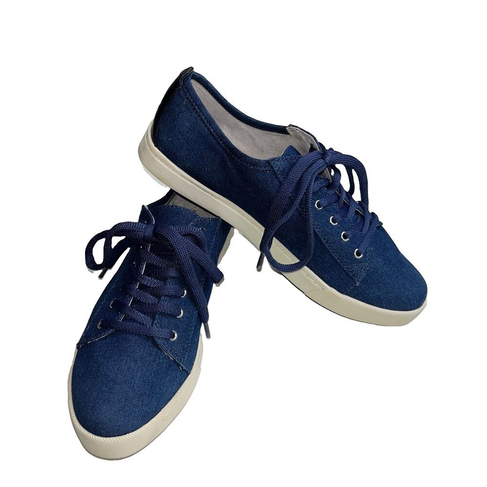 Brooks Brothers Red Fleece Mens Denim Canvas Sneakers Navy Blue Shoes Size 9.5